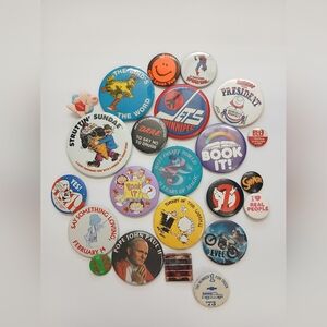 Vintage Button Pin Back Lot